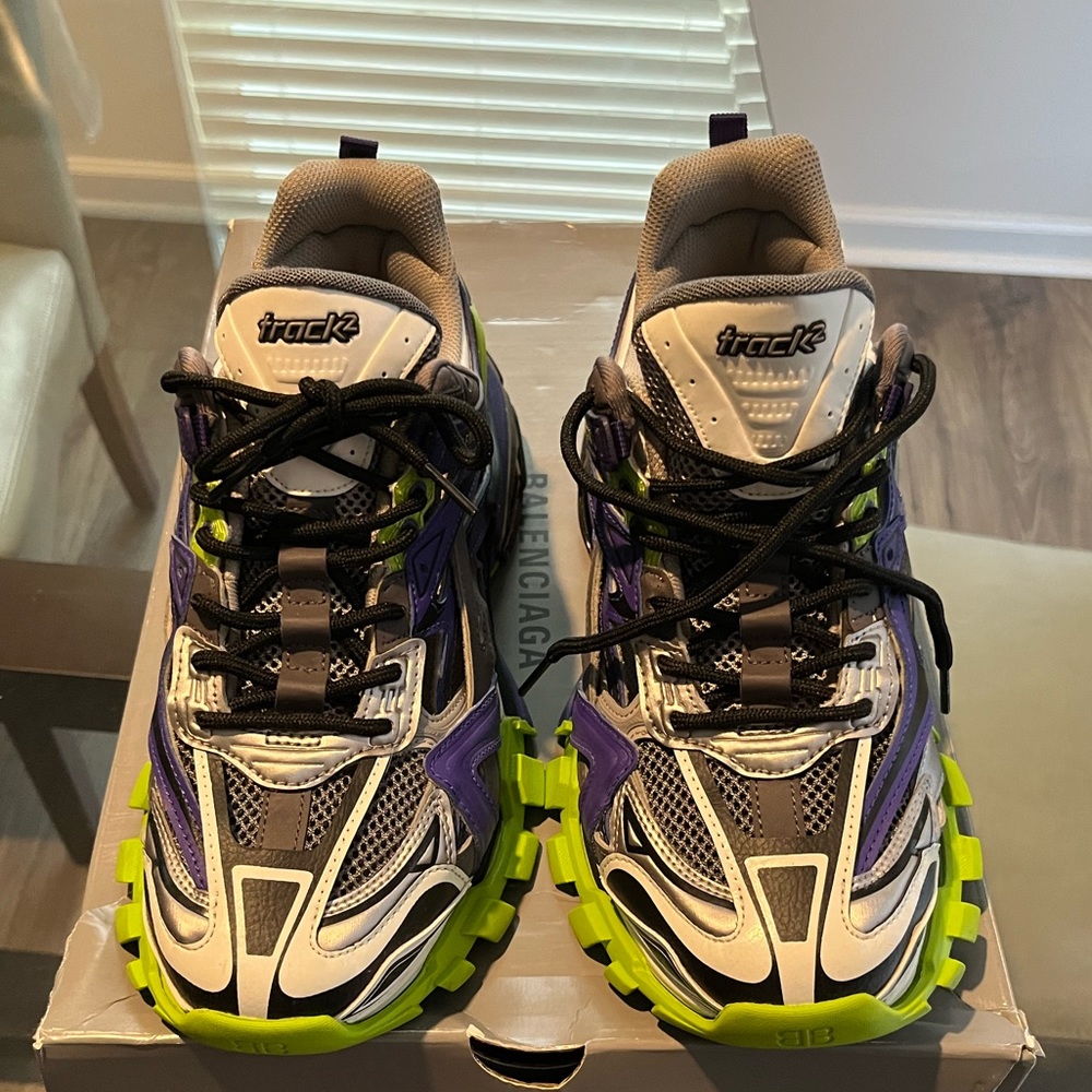 Balenciaga track 2 open sneaker purple/green worn once